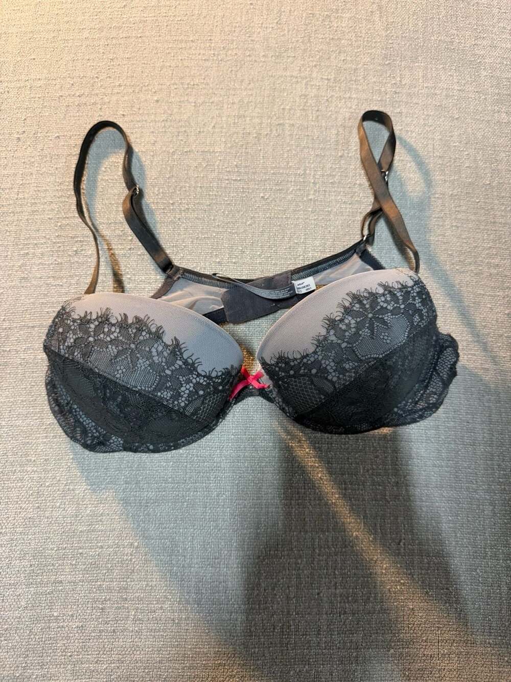 Aerie Black and Grey Lace Push-Up Bra Size 34B